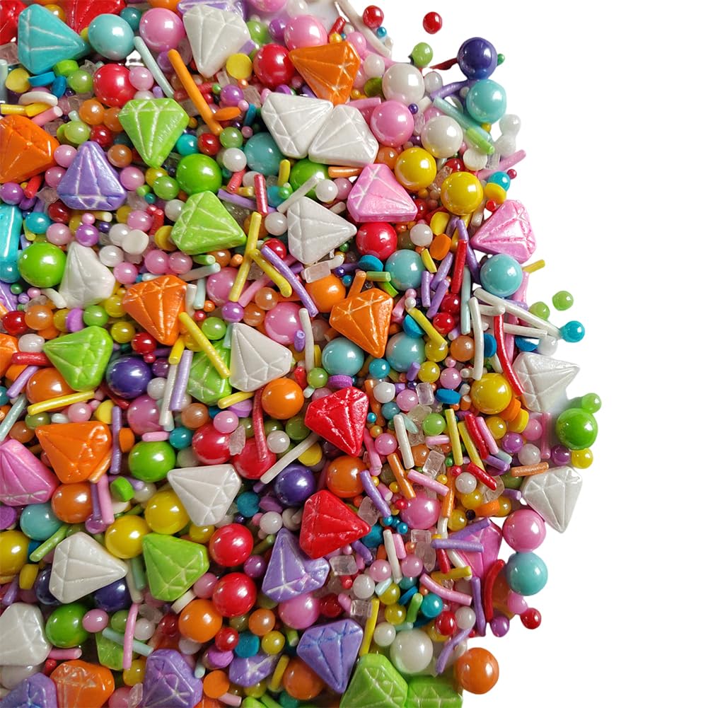 Ephvodi Diamond Sprinkles Rainbow Sprinkles For Cake Decorating, Pastel Jimmies Pearls Sprinkle Mix For Cupcake Toppers, Cookies