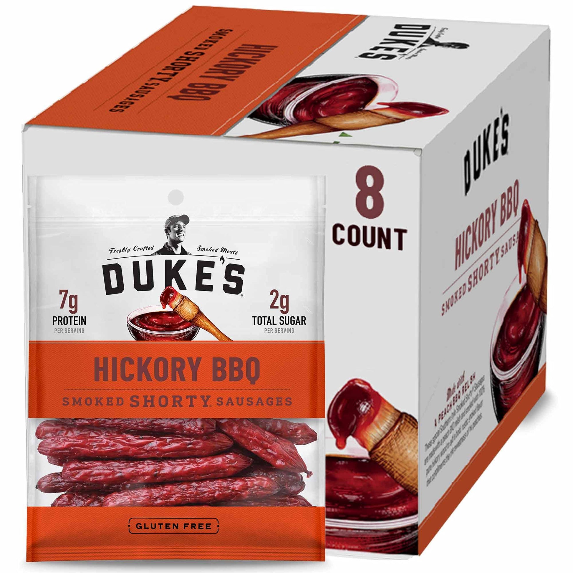 DUKES Hickory Peach BBQ Smoked Shorty Sausages, 5 oz, Pack of 8