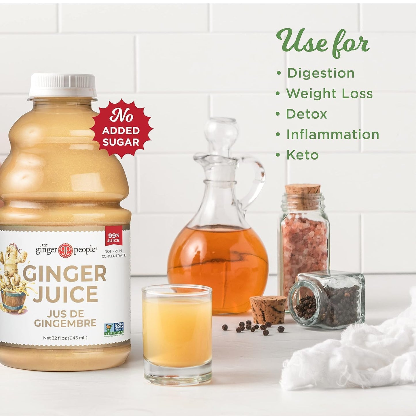 Ginger Juice, 99% Pure Ginger Juice By The Ginger People – Original Flavor And Premium Quality Ginger Juice, 32 Fl Oz Bottles – Pack Of 12