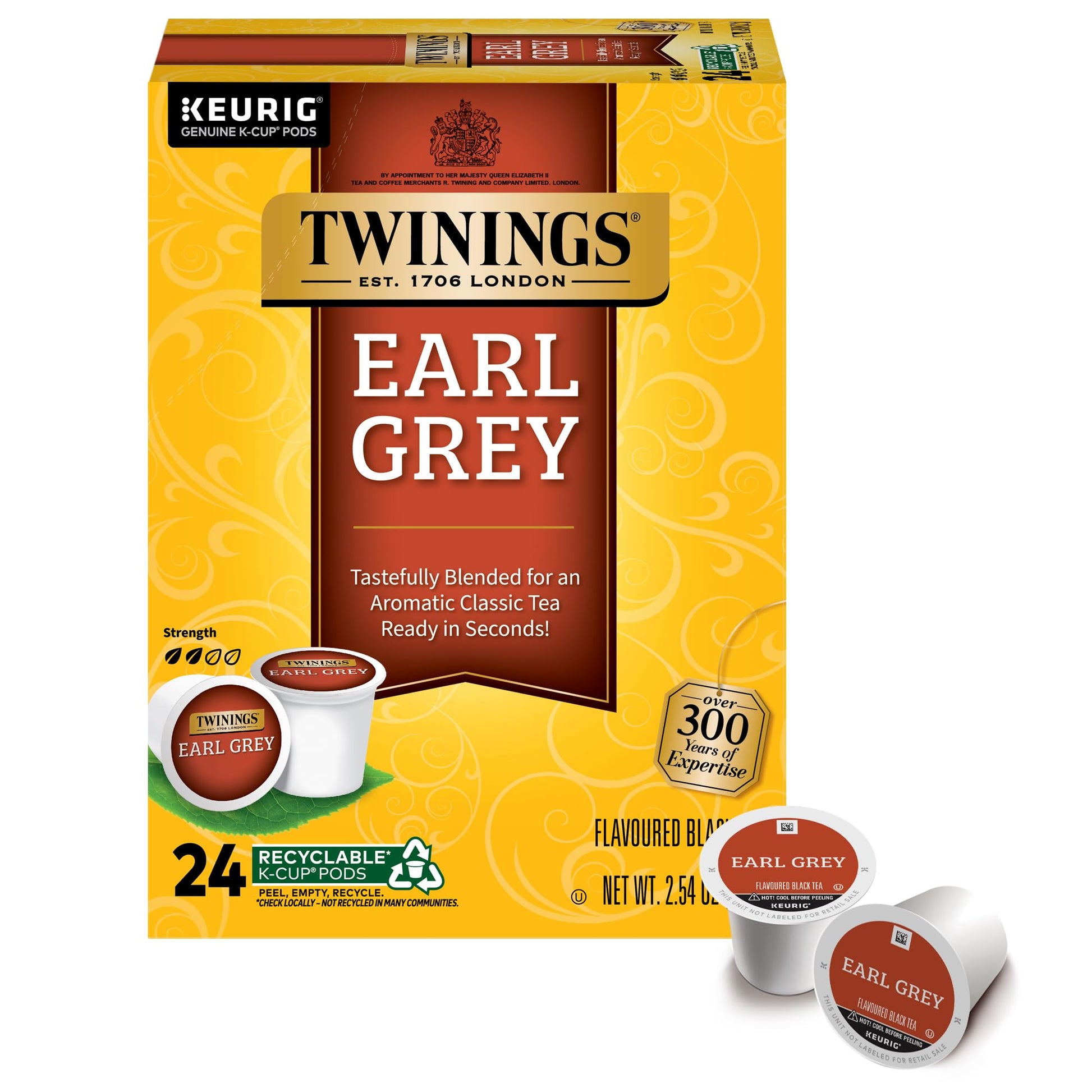 Twinings Earl Grey K-Cup Pods For Keurig, Caffeinated Black Tea Flavoured With Citrus And Bergamot, 24 Count (Pack Of 1)