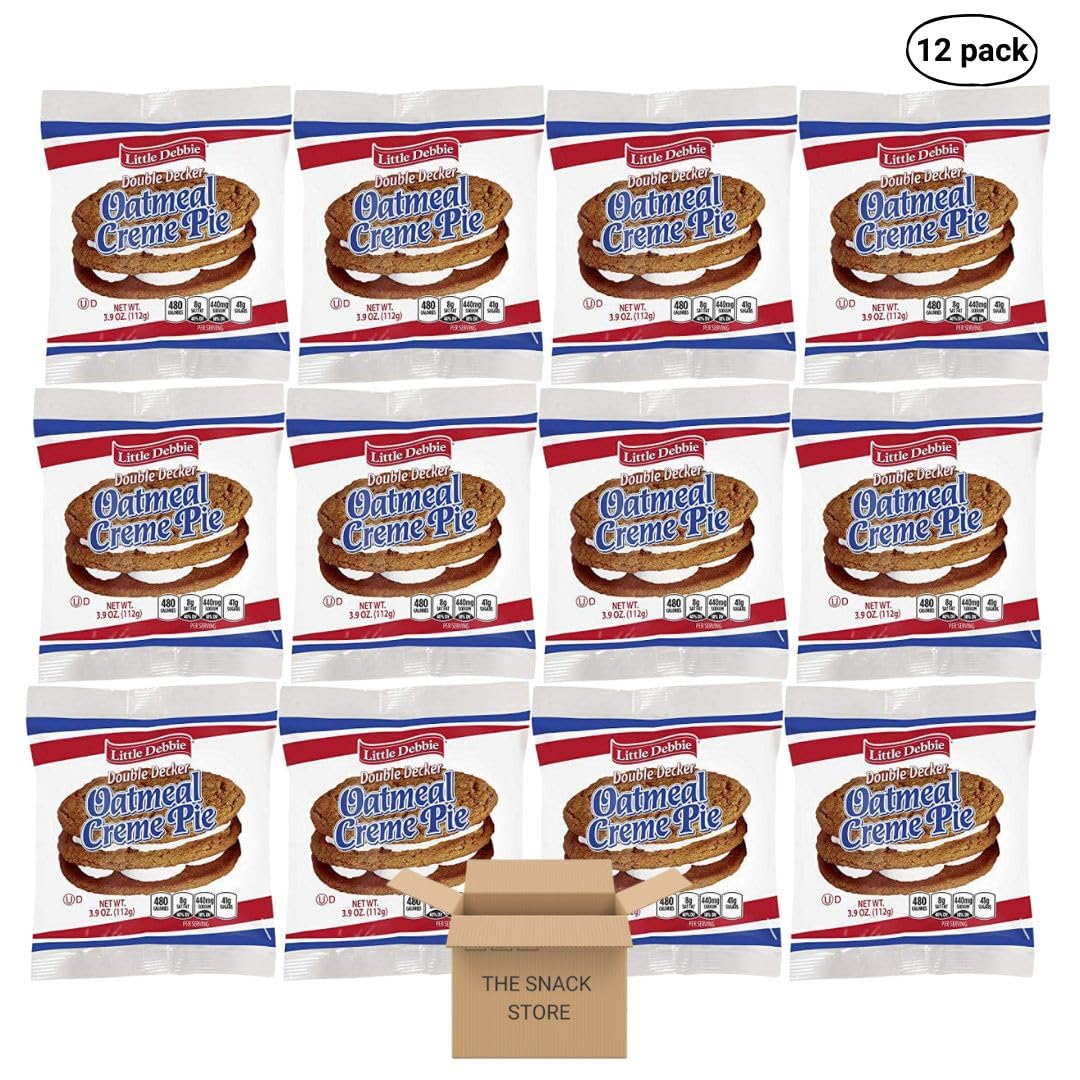 The Snack Store Bundle Double Decker Oatmeal Creme Pies, 3.9 oz, 2 Boxes of 6 Count, 12 Total Creme Pies!