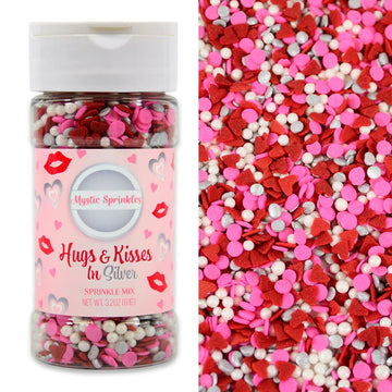 Mystic Sprinkles Valentine's Day Sprinkle Mixes (Hugs & Kisses In Silver 3.2oz)