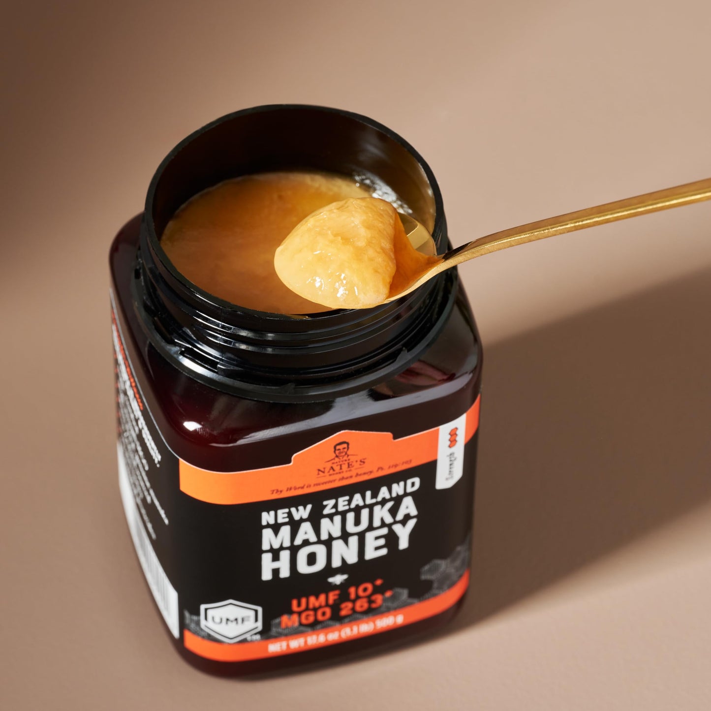 Nate s Raw Manuka Honey New Zealand MGO 263+ | UMF Certified 10+ | 17.6 oz Jar