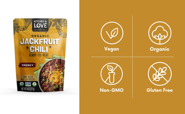 Kitchen And Love, Jackfruit Chunky Chili, Organic, Fully Cooked, Versatile Plant Based Meat Alternative, Gluten Free, Ready In 9