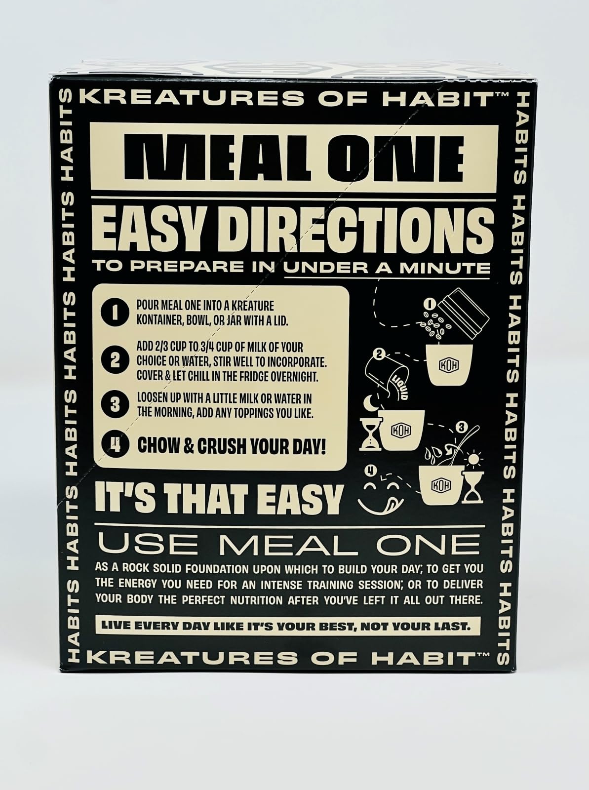 Kreatures Of Habit Meal One | Overnight & Instant Superfood Protein Meal Replacement | Gluten Free, Dairy Free, 30G Of Plant Based Protein, With No Added Sugar (7 Pack, Variety)