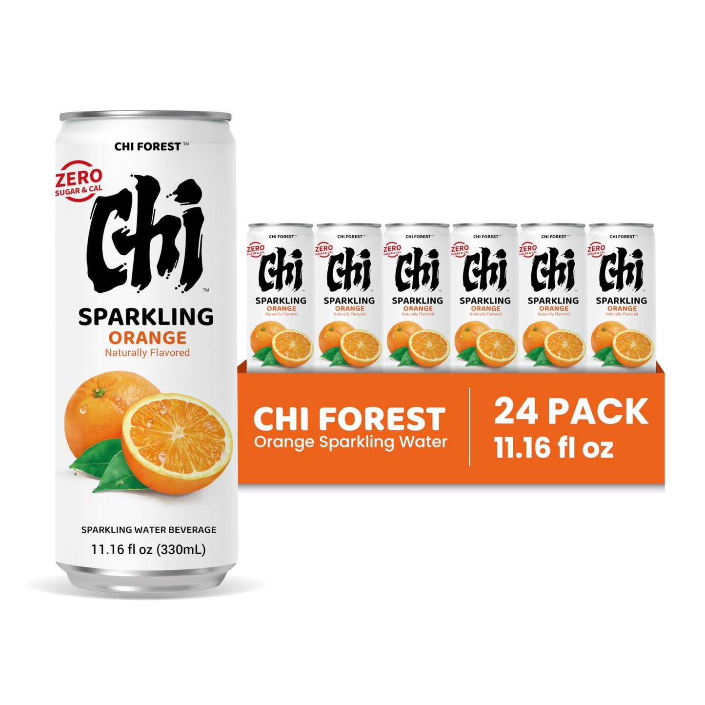 CHI FOREST Orange sparkling water, 0 Sugar 0 Carolies, 11.15 oz* 24 cans
