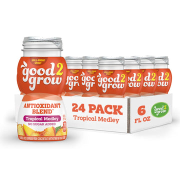 good2grow Tropical Medley Flavored Antioxidant Blend Juice for Kids - Juice Bottles Bulk 24 Pack, Reusable Bottle, No Sugar Adde
