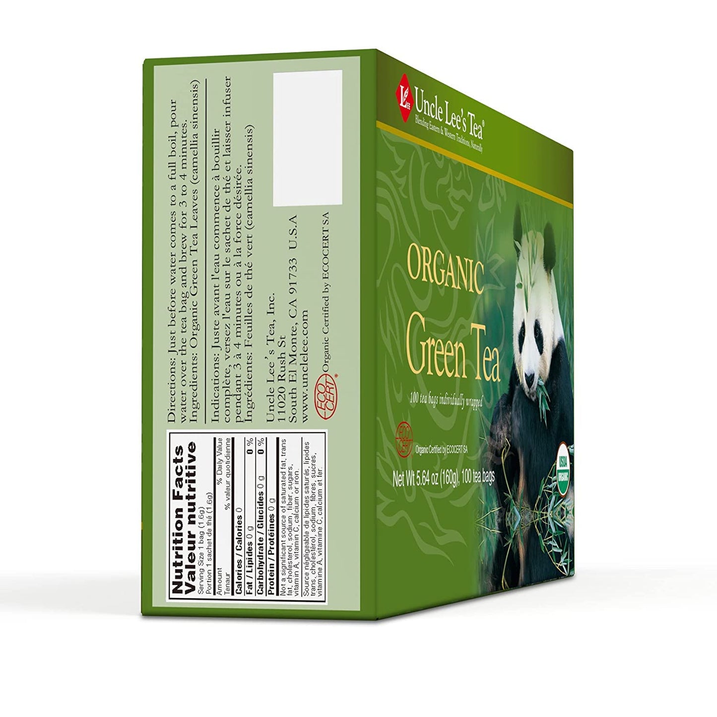 Uncle Lee s Organic Green Tea Bags 4-Pack  106-Count Super Packs - Bright & Refreshing  Lightly Caffeinated Bulk Tea for Home  Office  Camping