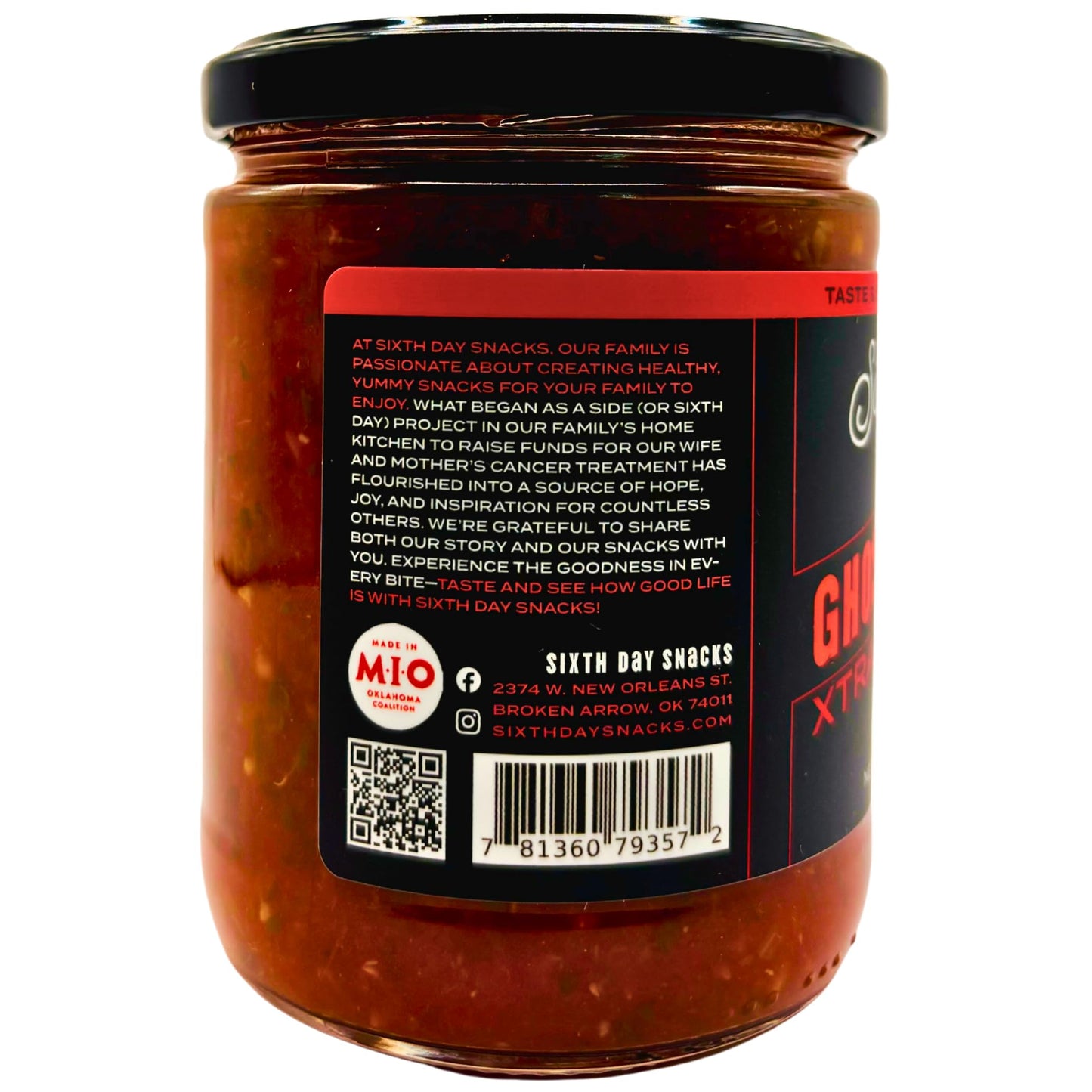 Sixth Day Snacks Ghost Pepper Xtra Hot Salsa | Intense Heat With Real Flavor | Small Batch, Clean Ingredients | Family-Owned | 16 Oz Jar