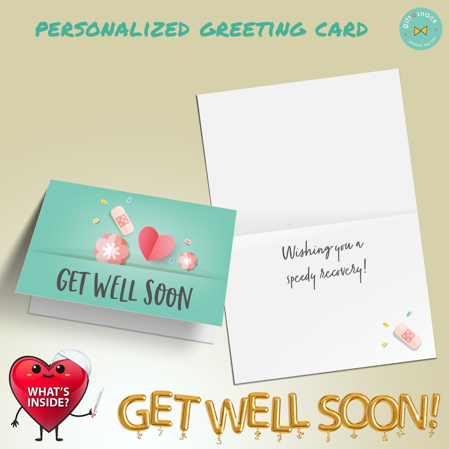 Gift A Snack - Get Well Soon Snack Box Variety Pack Care Package + Greeting Card (60 Count) Feel Better Sweet Treats Gift Basket