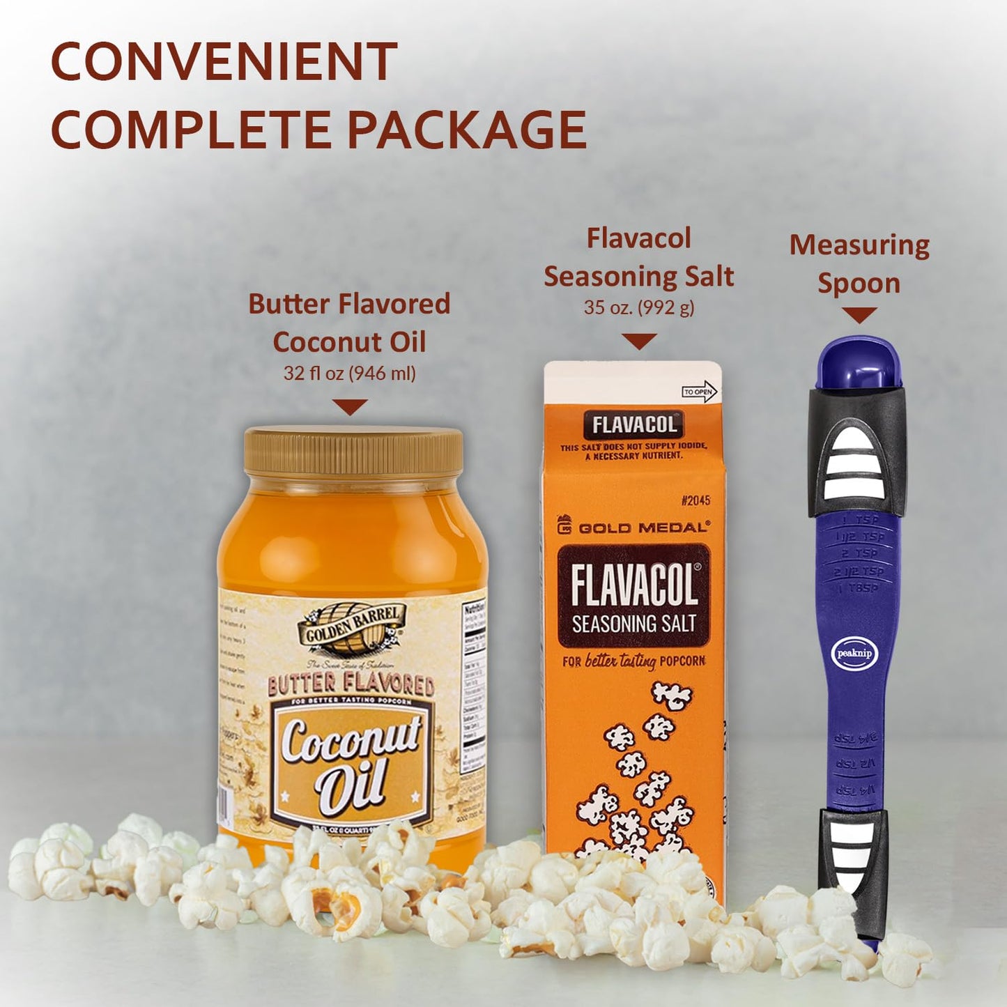 Popcorn Salt and Oil Gift Set - Flavacol Popcorn Seasoning Salt 35 oz. & Golden Barrel Butter Flavored Coconut Oil 32 oz. Bundle