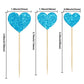 Gyufise Heart Cupcake Toppers 30Pcs Glitter Paper Picks for Valentines Day Party Decorations, Blue, Model ZN0555-BL