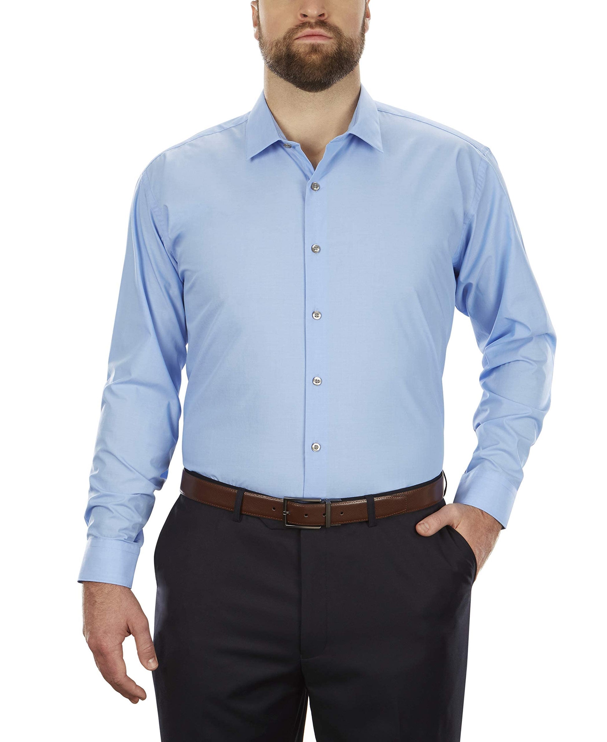 Kenneth Cole Unlisted Mens Dress Shirt Big And Tall Solid , Light Blue, 18 Neck 35-36 Sleeve