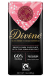 Divine Chocolate Bars - 60% Dark Chocolate with Pink Himalayan Salt - Made with Fairtrade Cocoa, Natural Ingredients, No Artific