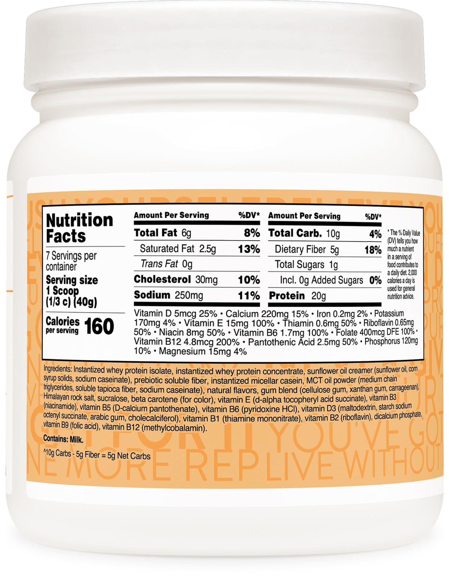 TransformHQ Meal Replacement Shake Powder - Peach Milkshake Flavor, Gluten Free, 7 Servings