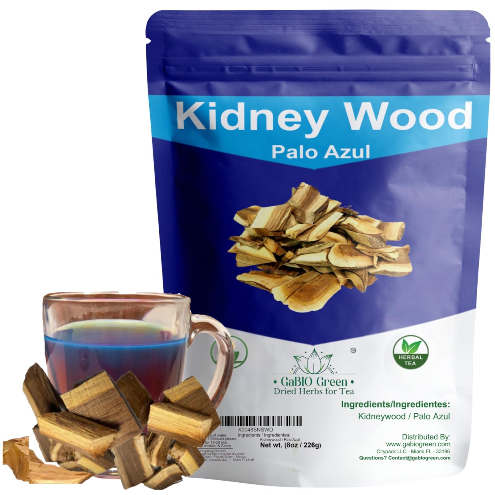 Kidney Wood palo azul, Blue Stick Herbal Tea Bark, palo azul tea, Resealable Bag (8 oz)