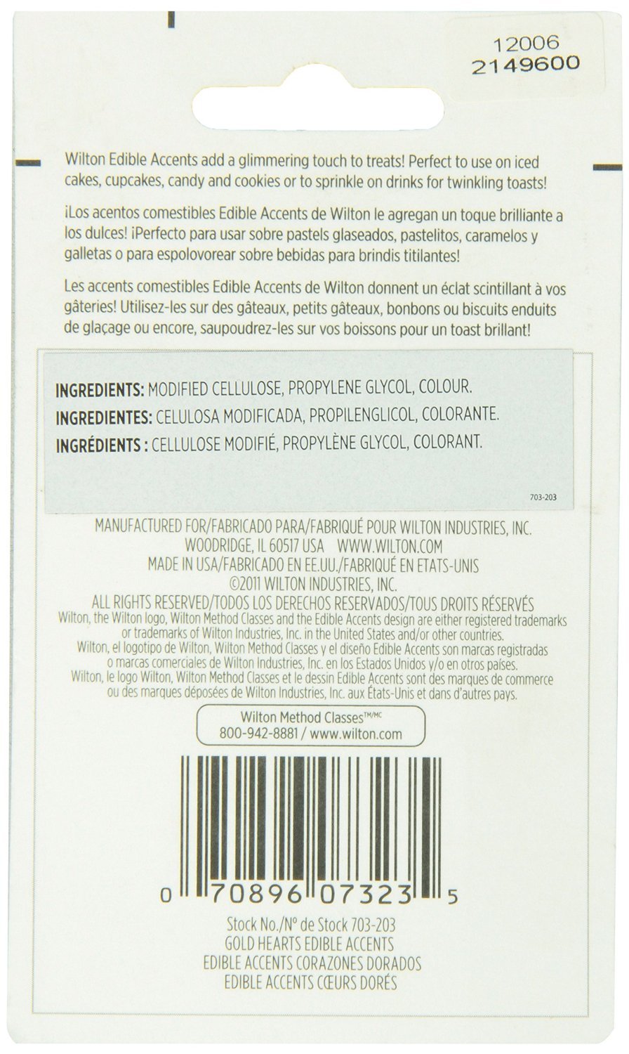 Wilton Gold Heart Edible Accents, 0.06 Oz. - Cake Decorating Supplies, 1.7 G
