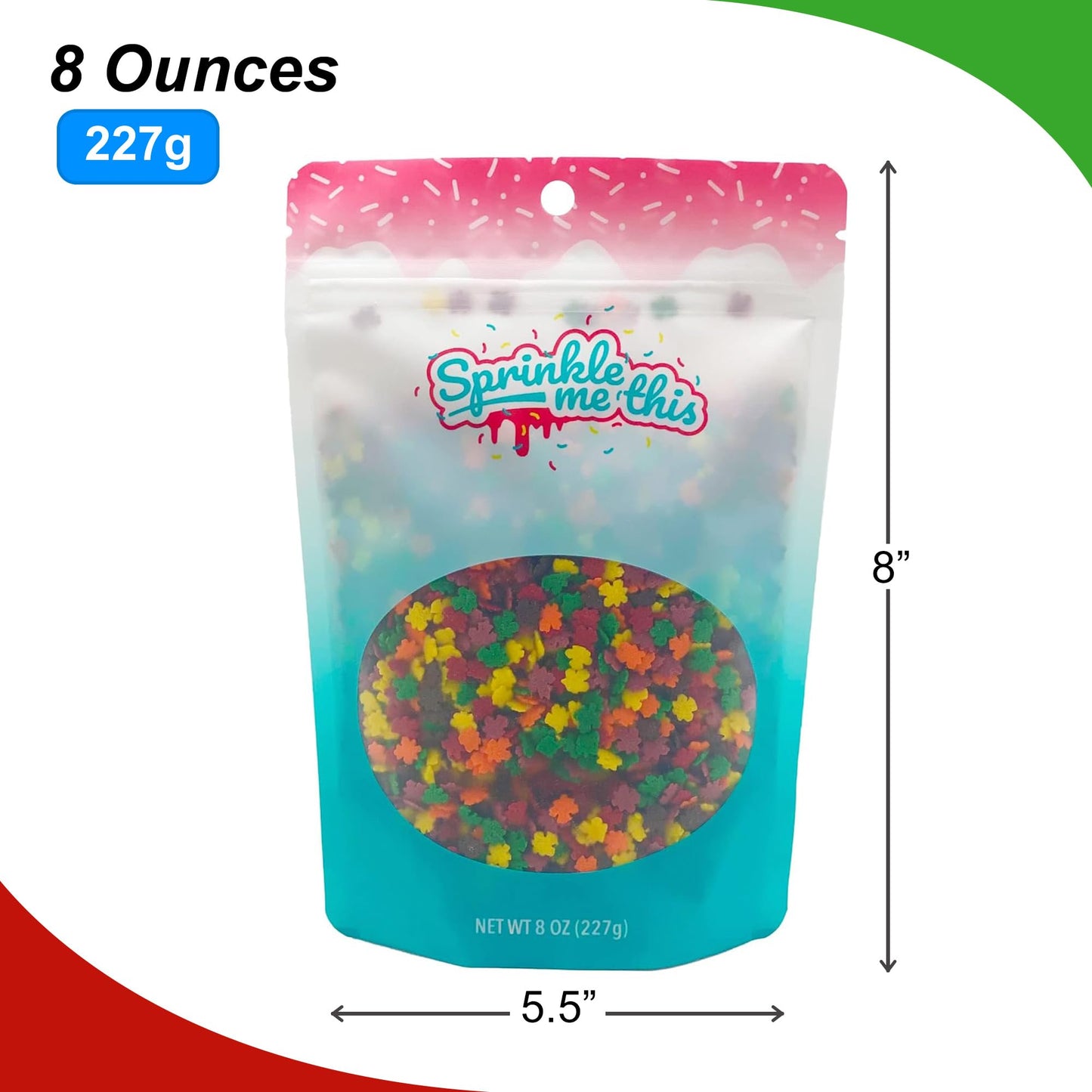 Mini Fall Leaves Blend Confetti Sprinkles | 8 oz Resealable Bag |Edible Cake and Cupcake Decorations | Autum Leaves Mix | Thanks
