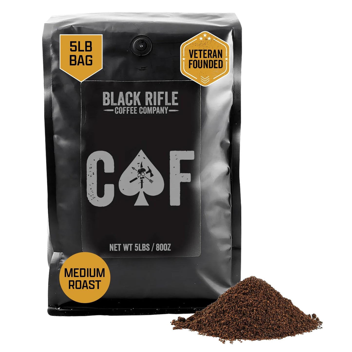 Black Rifle Coffee Company Ground Coffee, Medium Roast, 5 lb Bag, Arabica Blend