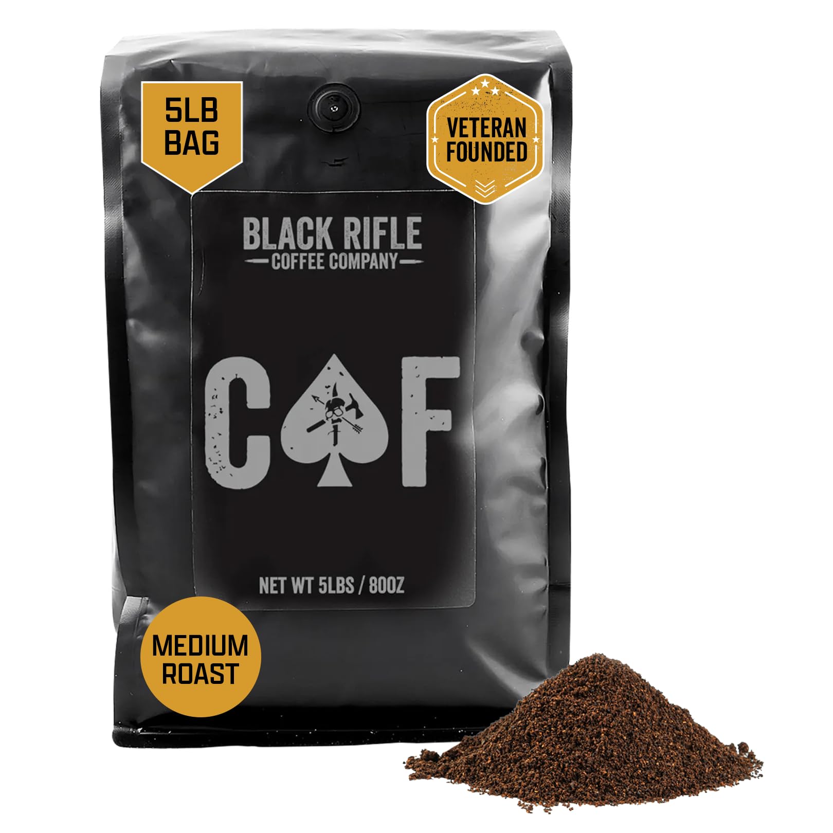 Black Rifle Coffee Company Ground Coffee, Medium Roast, 5 lb Bag, Arabica Blend