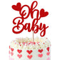 YCTHUNFISH Valentines Day Cake Topper, Glitter Heart Design, Bamboo Material, Red, Baby Shower, Kids Birthday Party Decoration