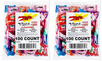 Zotz Fizzy Bulk Candy (Assorted, 200 Units)- Hard Candy Individually Wrapped- Assorted Fruit Flavors, Cherry, Watermelon, Blue R