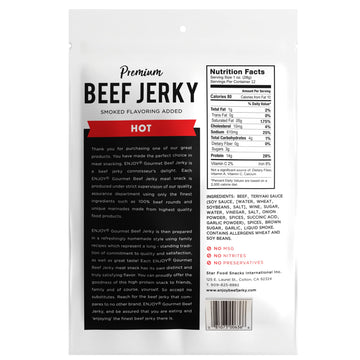 Enjoy Beef Jerky Hot | 12 Oz (Pack Of 1) | Traditional Style | Usa Made | High Protein | Low Fat | Zero Trans Fat | No Preservat
