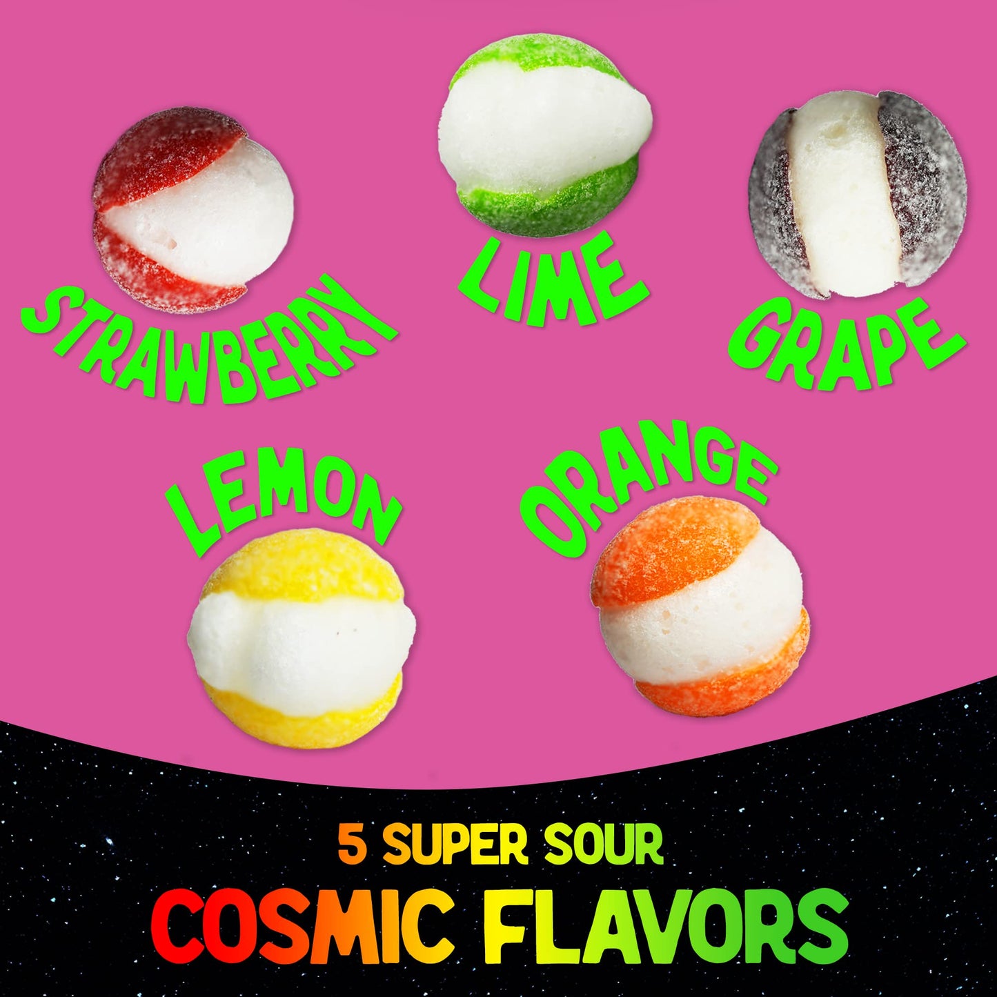 Space Age Snacks Sour Freeze Dried Candy - 4 Ounce Gourmet Crunchies