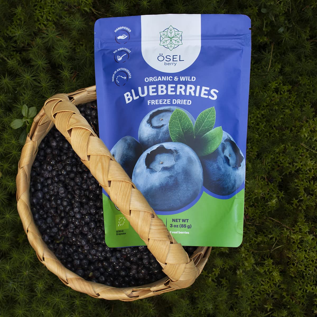Ösel Berry Organic Dried Blueberries - 100% Unsweetened Wild Blue Berries | Handpicked Freeze Dried Blueberries - Organic & Fresh | Dry Whole Fruit Blueberry - Rich In Antioxidants & No Sugar Added