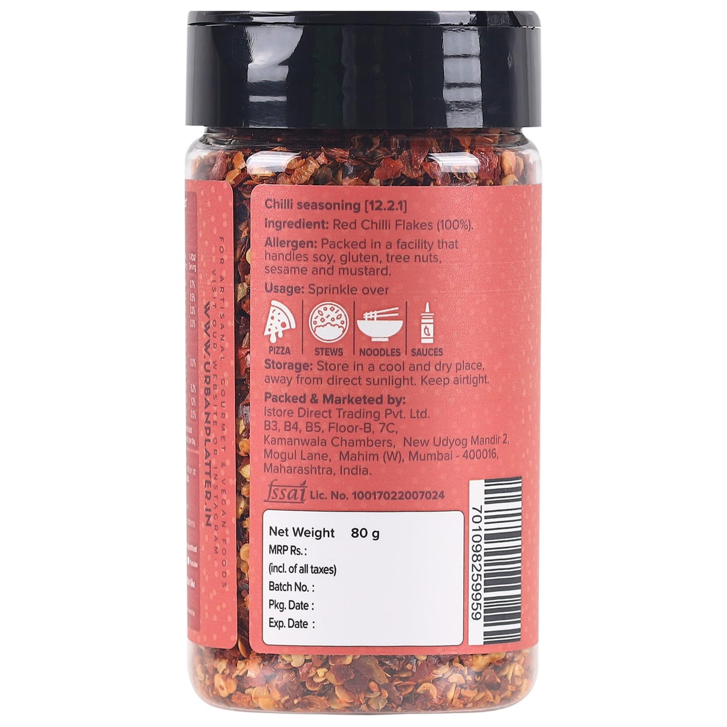 Urban Platter Dried Red Chilli Flakes, 80G