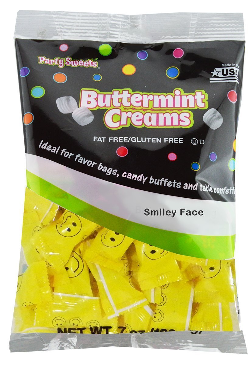 Party Sweets Smiley Face Buttermints by Hospitality Mints, Appx 300 mints, 7-Ounce Bags (Pack of 6)