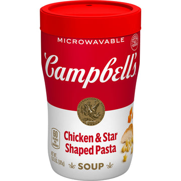 Campbell'S Sipping Soup, Chicken Soup & Star Shaped Pasta, 10.75 Ounce Microwavable Cup