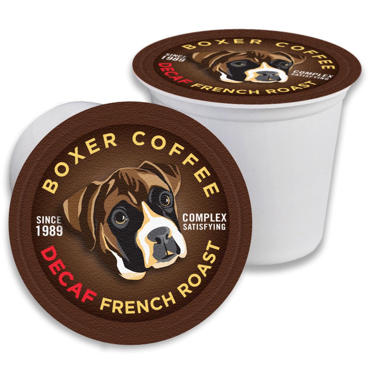 Boxer Coffee Decaf French Roast Pods – Swiss Water Process – 52 Count – Compatible with Keurig K-Cup Brewers