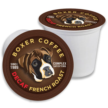 Boxer Coffee Decaf French Roast Pods – Swiss Water Process – 52 Count – Compatible with Keurig K-Cup Brewers