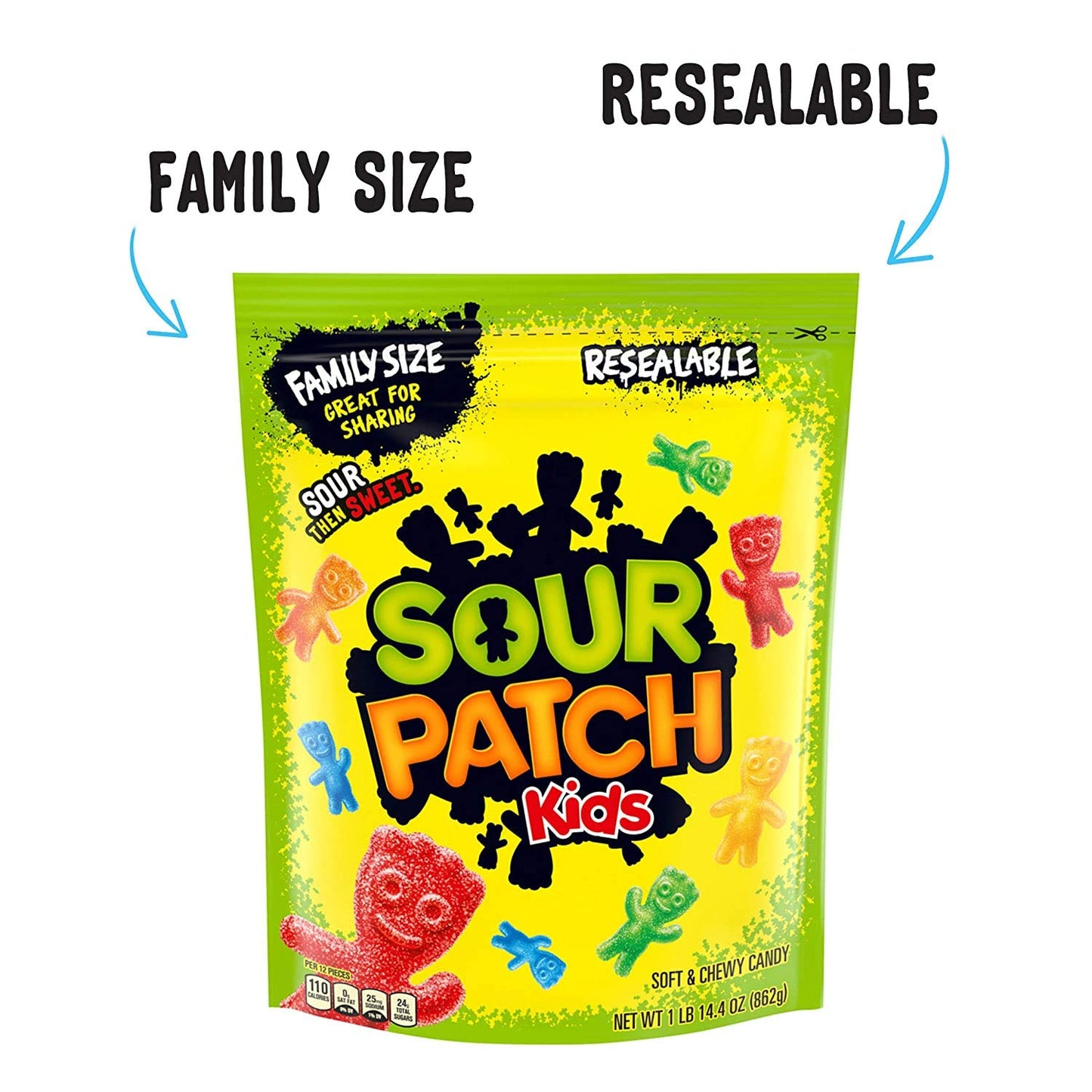 Sour Patch Kids Soft & Chewy Candy, Family Size, 1 Lb 14.4 Oz