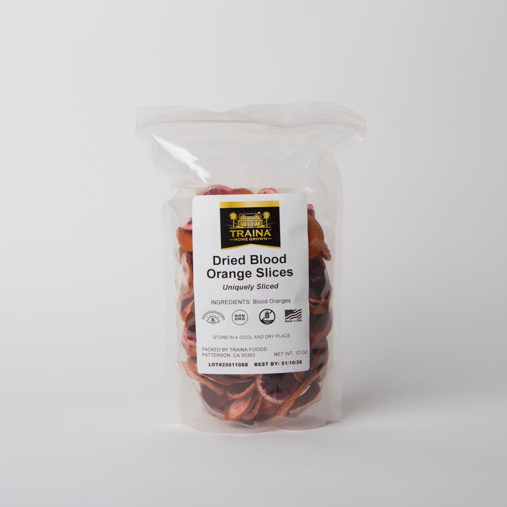 Traina Home Grown Unique Dried Blood Orange Slices - Non GMO, Gluten Free, Kosher, USA Made, Value Size (10 oz)