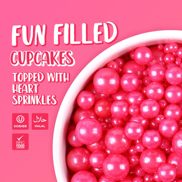 Rose Sprinkles For Cake Decorating 3.5 Ounces, Edible Sugar Pearls Mixing Sizes For Cupcake Topper, Cookies, Ice Cream Toppings