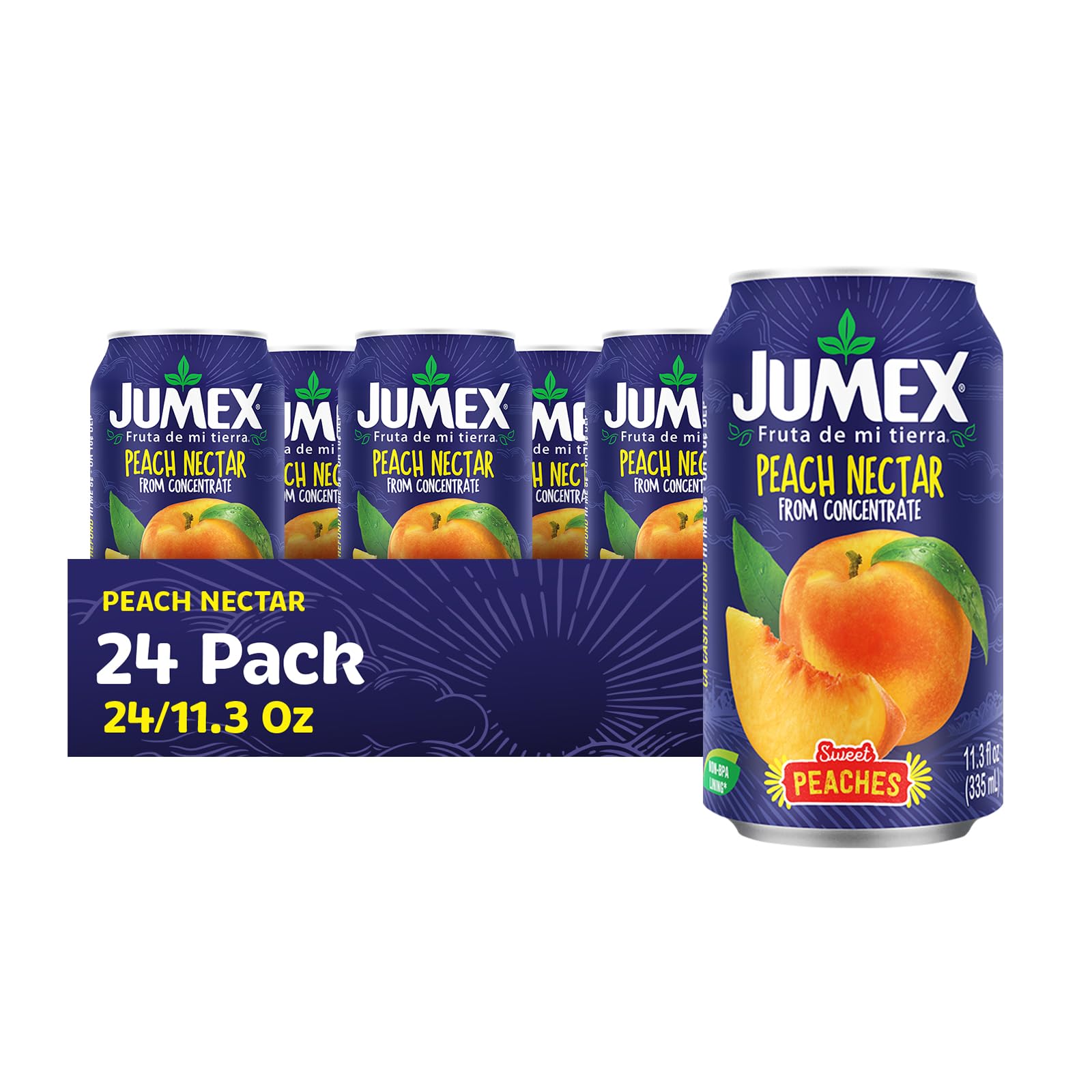 Jumex Peach Nectar | Recyclable Can | 11.3 Fl Oz | Pack of 24 | Non-BPA Lining
