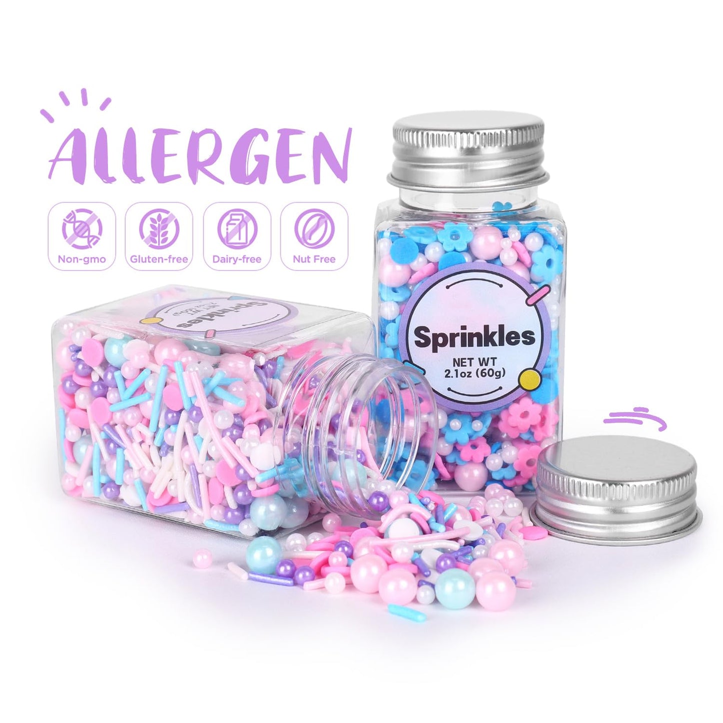 Edible Pink Sprinkles For Cake Decoration, Flower Sprinkles, Pearl Sprinkle, Pink Confetti Sprinkles For Valentines Cake Decorat