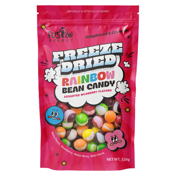 Fusion Select 120G Rainbow Bean Candy - Assorted Freeze Dried Candy Pack With Wildberry Flavors - Dehydrated, Crunchy, Colorful Treats & Snacks For Kids & Adults - Packed In A Resealable Pouch