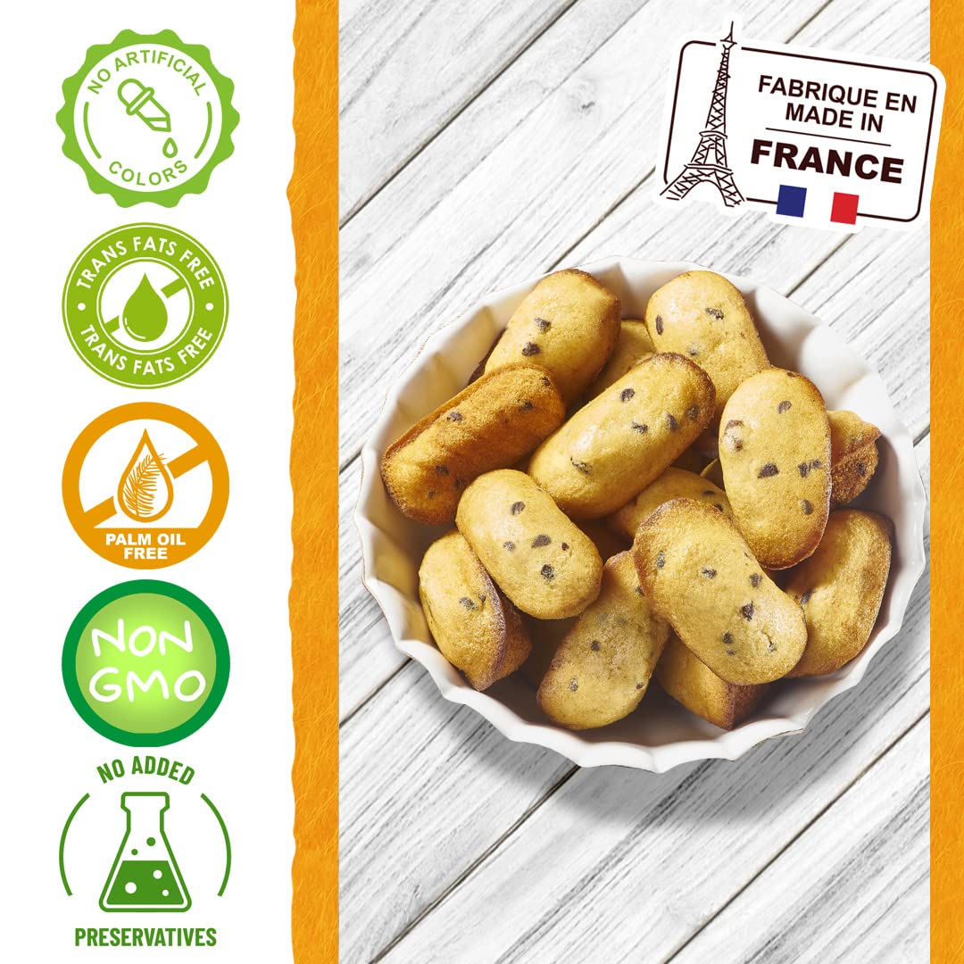 St Michel Mini Chocolate Chip Madeleines French Sponge Cakes Made In France, Pack Of 4 (2.64 Oz Each) Non-Gmo