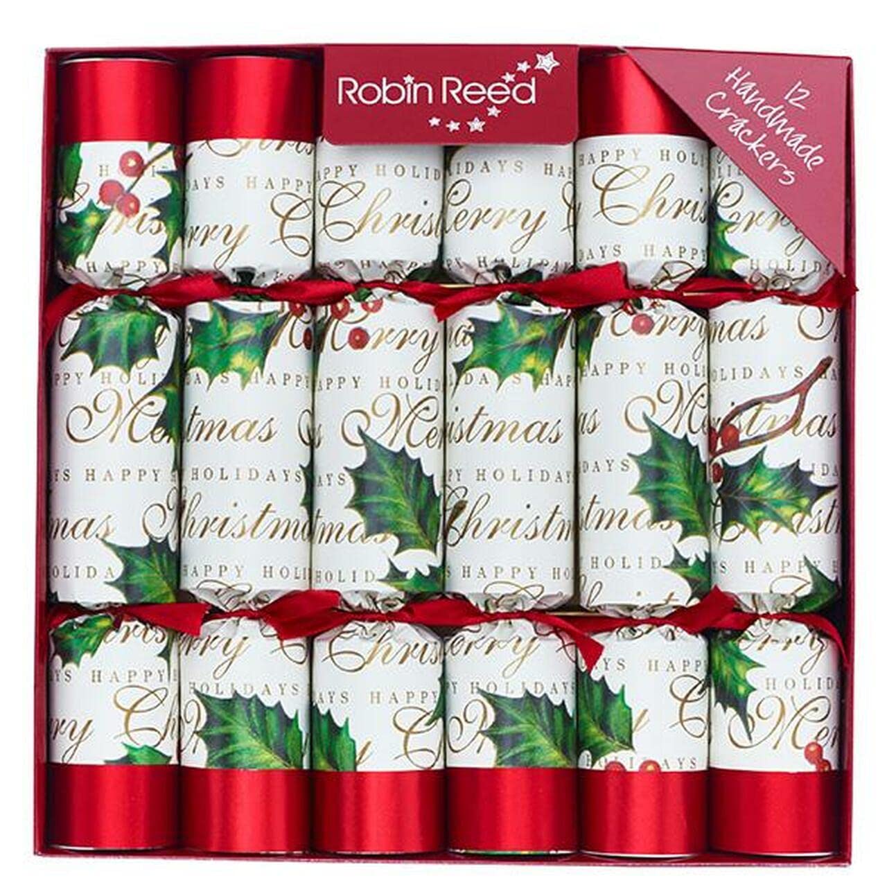 Bundle of 12 Bows & Berries Holiday Crackers by Robin Reed