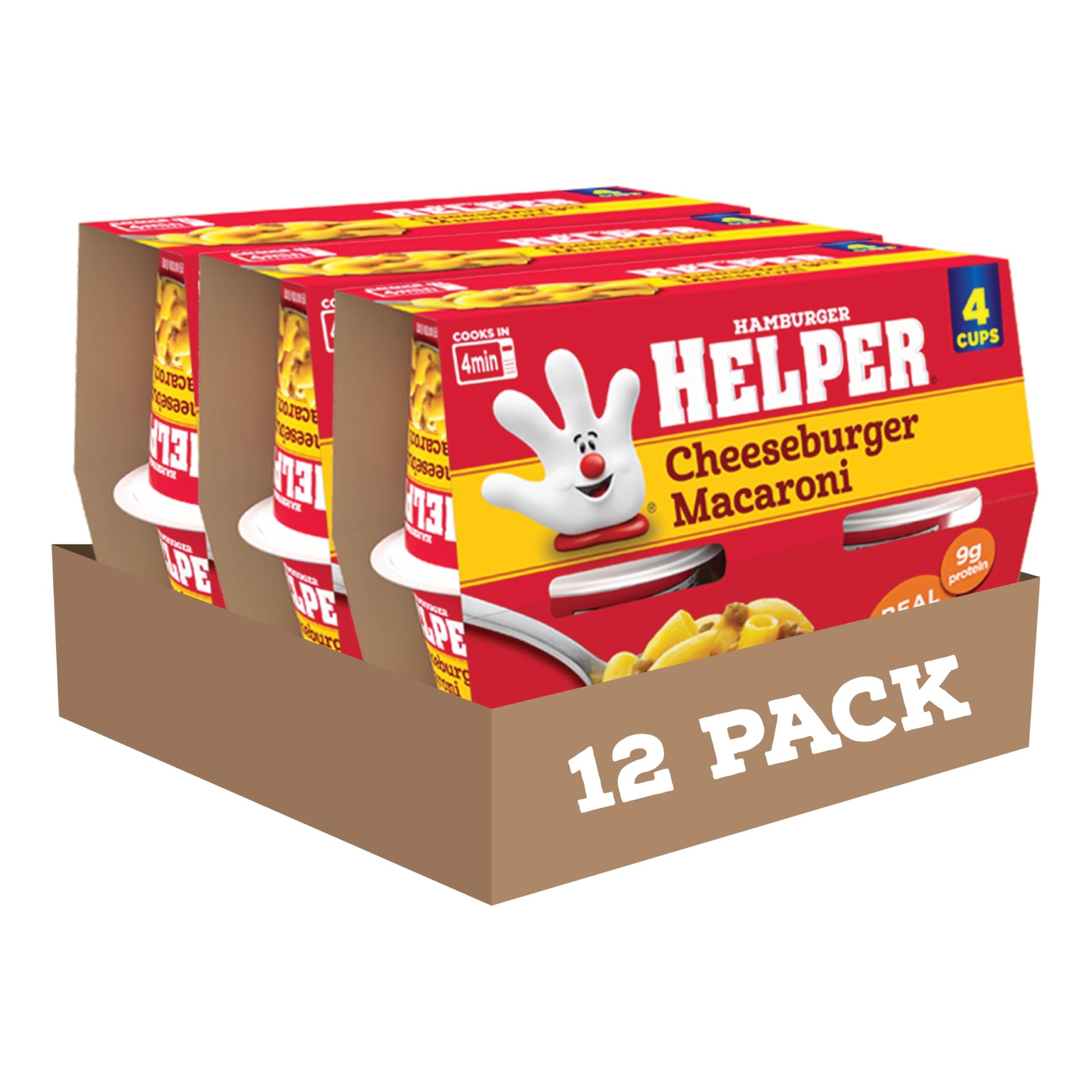 Hamburger Helper Cheeseburger Macaroni 4-Pack Microwave Cup (Pack of 3)