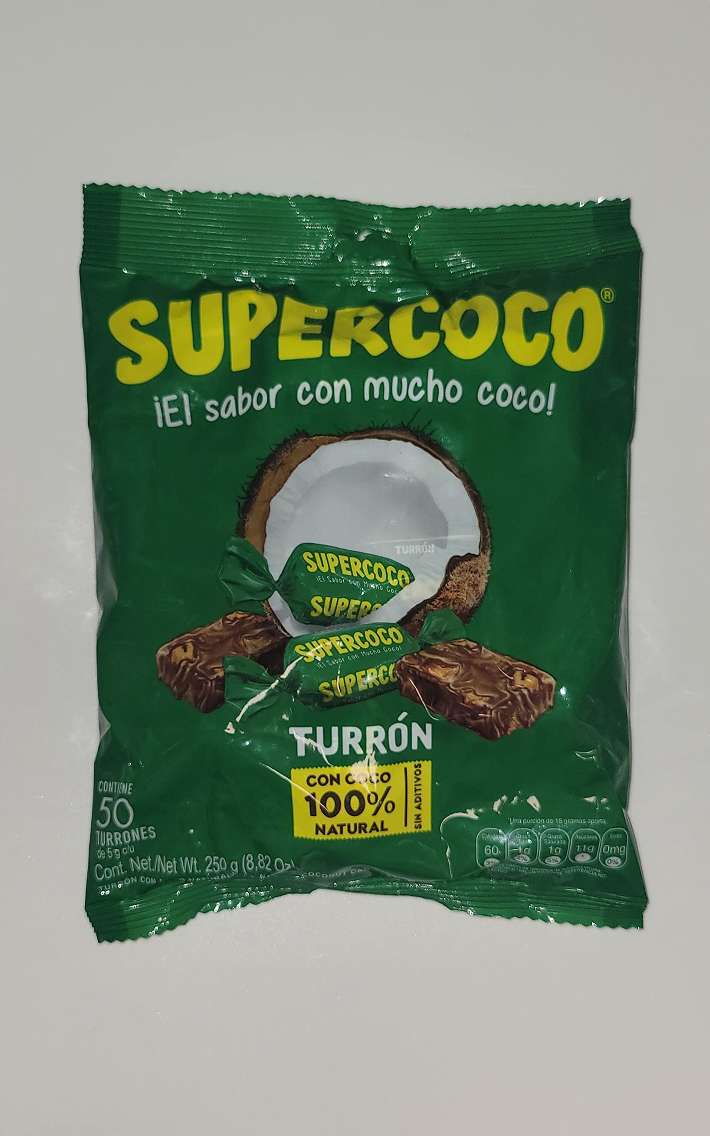 SUPER TURRON Supercoco All Natural Coconut Candy, 50 Count - Pack of 3, Delicious Tropical Treats, Perfect for Snacking or Gifting