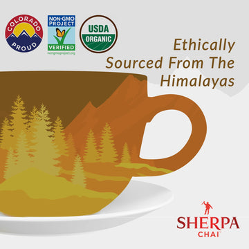 Sherpa Chai Spicy, Honey Vanilla Organic Chai Tea Concentrate, 128 Oz-Himalayan Black Tea Concentrate W/Freshly Pressed Ginger-A