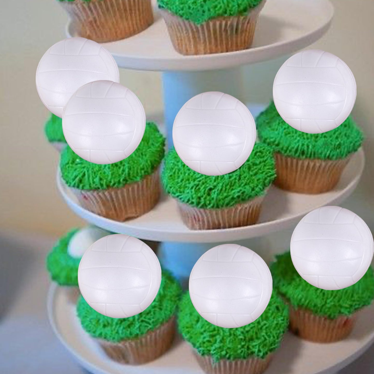 12 Pcs Volleyball Cupcake Toppers 3D Foam Mini Volleyball Cupcake Topper Picks Volleyball Players Cake Toppers For Sport Theme B