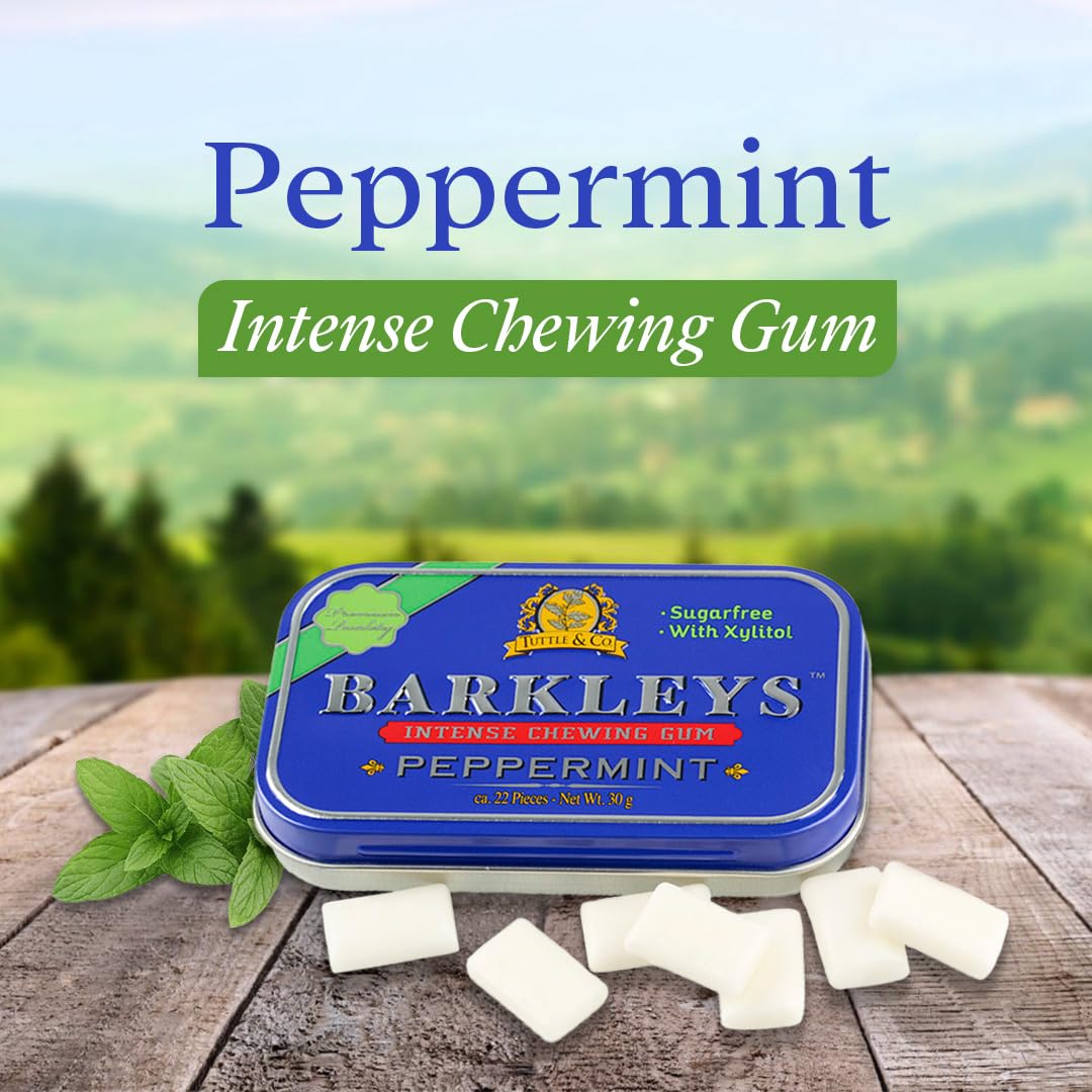 Barkleys Sugar Free Peppermint Gum, Xylitol Chewing Gum- Healthy Breath Refreshing & Long-lasting Flavor- Sugar Free -Mint Gum,