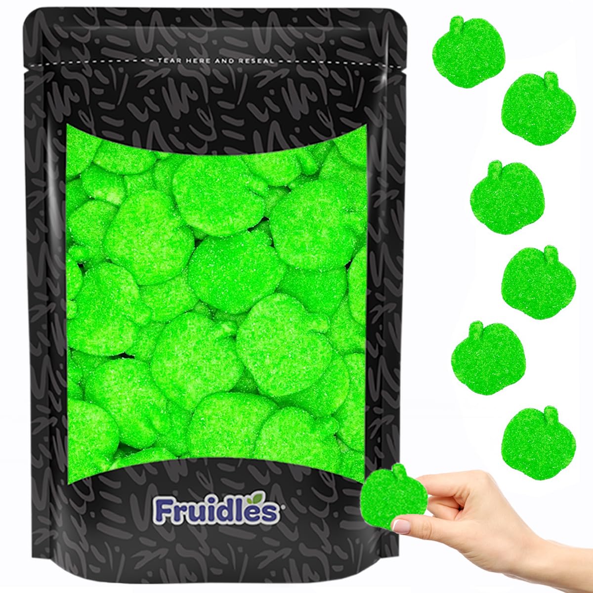 Fruidles Frosted Sour Green Apples Gummi Candy, Delicious Sugar Coated Fruit Flavors Gummies (4.4 Pounds)
