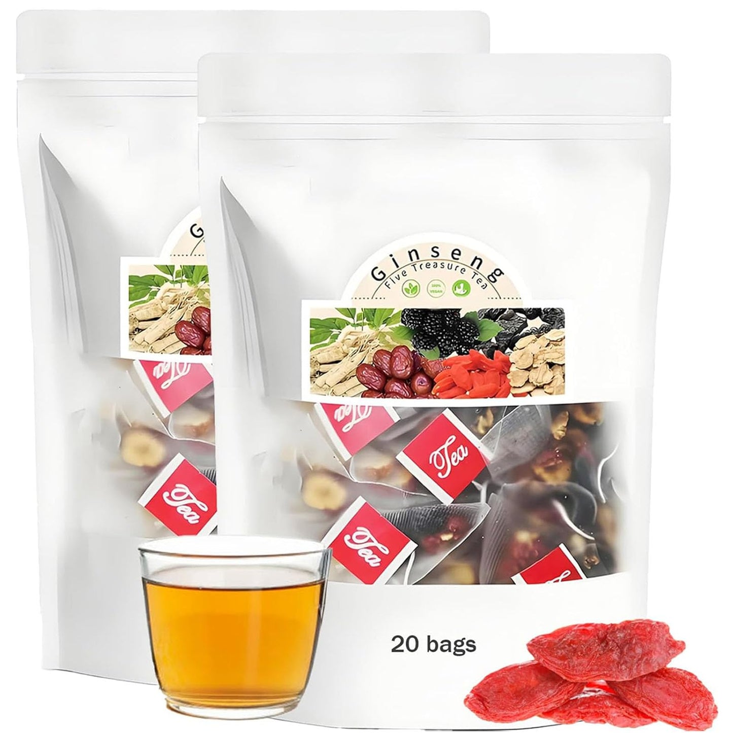 Aacnre Ginseng Five Treasures Tea - Kidney Detox Blend for Men & Women (2 Pack)