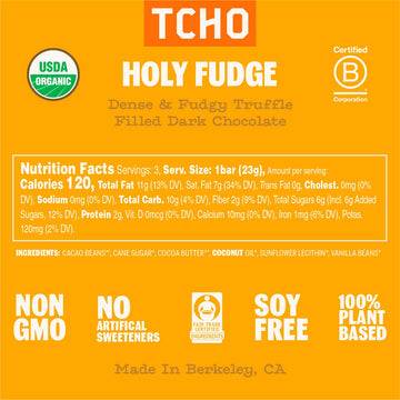 Tcho Holy Fudge 76% Dark Chocolate Bars (10 Pack) | Single Origin, Plant Based, Organic & Fair Trade, | Non Gmo, Non-Dairy, Vega